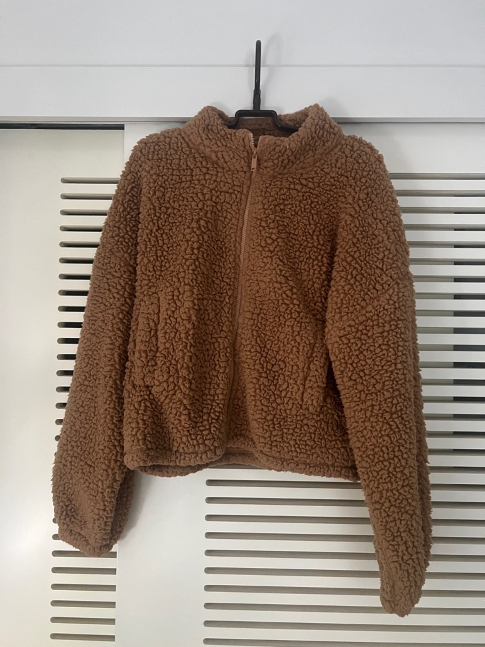Express Cozy Brown Sherpa Zip-Up Jacket